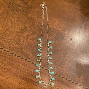 Turquoise Teardrop Station Necklace - Women's Jewelry